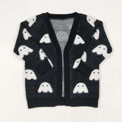 GT0649 Baby Girls Halloween Black Ghost Long Sleeve Sweaters Cardigans 7.1