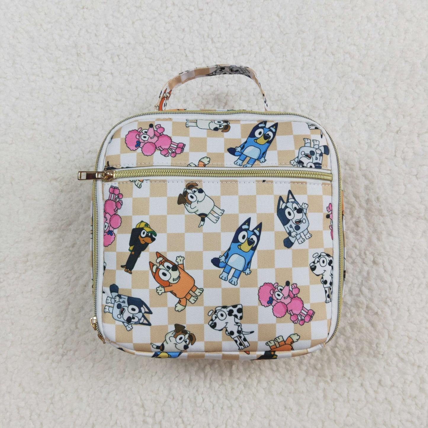 BA0250 Cartoon dog plaid lunch box bag