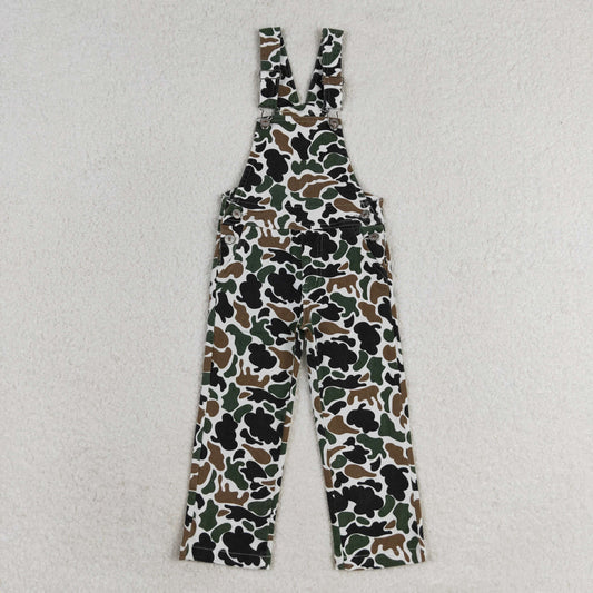 P0535 Brown and green camo back strap denim pants