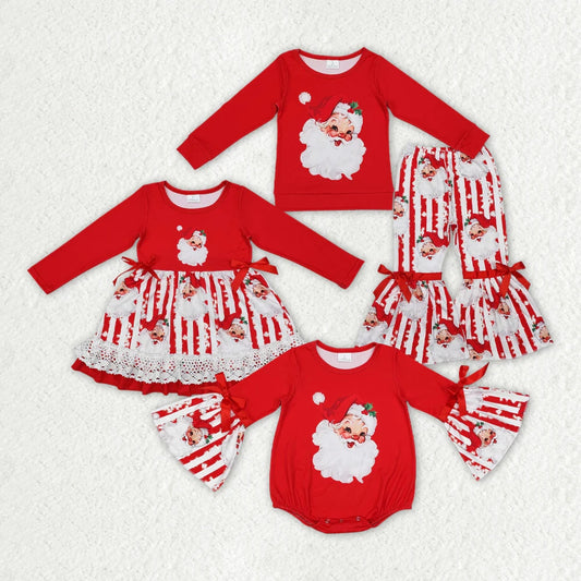 Sibling Baby Girls Christmas Santa Dresses Rompers Clothes Sets