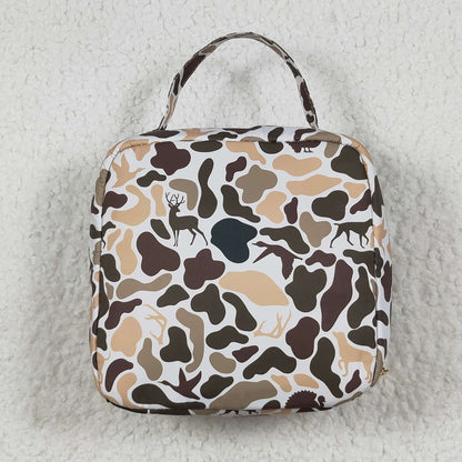 BA0305 Green Deer Western Camo Print Zipper Lunch Bags 7.7