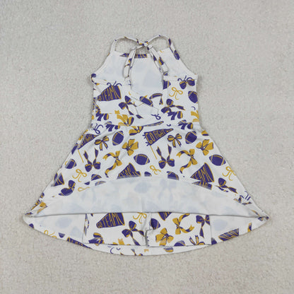 GSD2781 Baby Girls Strap Go Team Bows Plaid Shorts Team Yoga Active Knee Length Dress C10.8