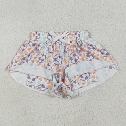 SS0582 Baby Girls Football Colorful Leopard Summer Shorts Bottoms 6.9