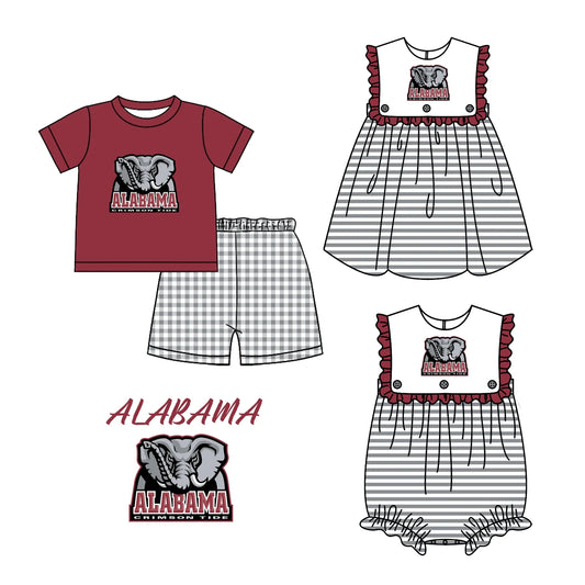 Sibling Boys Baby Girls Alabama Team Dresses Rompers Sets preorder(moq 3)