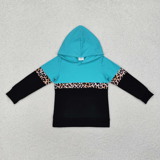 GT0846 Baby Girls Green Leopard Long Sleeve Hooded Tops