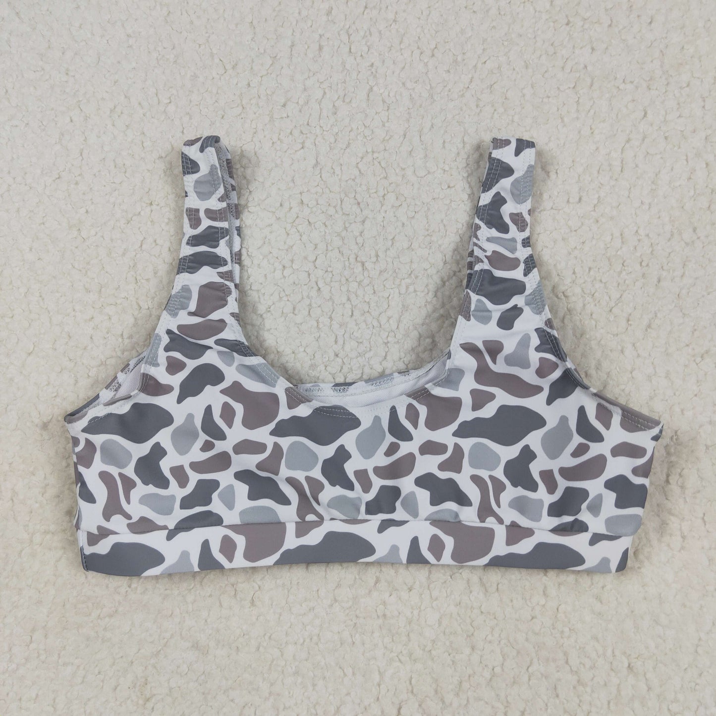 S0556 Adult Women Light Grey Camo Bra Swim Top 6.11