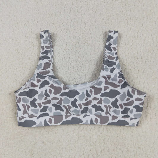 S0556 Adult Women Light Grey Camo Bra Swim Top 6.11