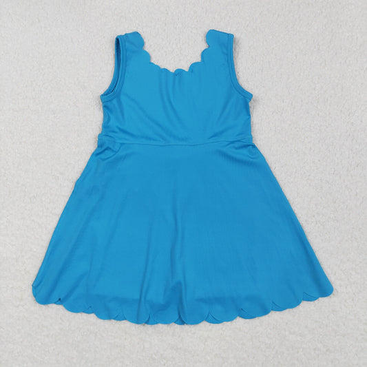 GSD2375 Baby Girls Hot Blue Sleeveless Yoga Active Knee Length Dress 6.2