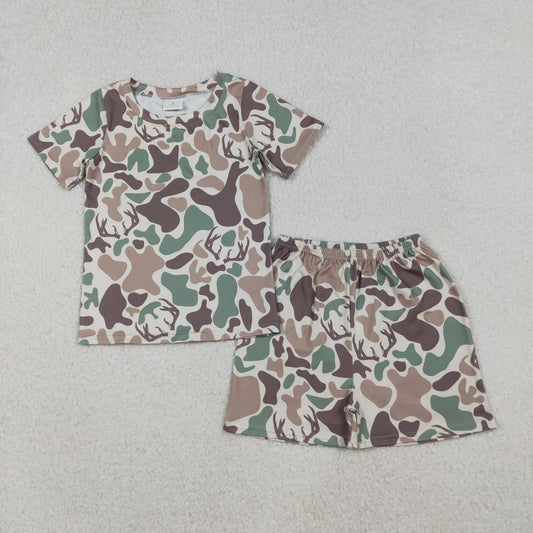GSSO2708 Baby Girls Brown Deer Camo Top Shorts Western Pajamas Set C10.17