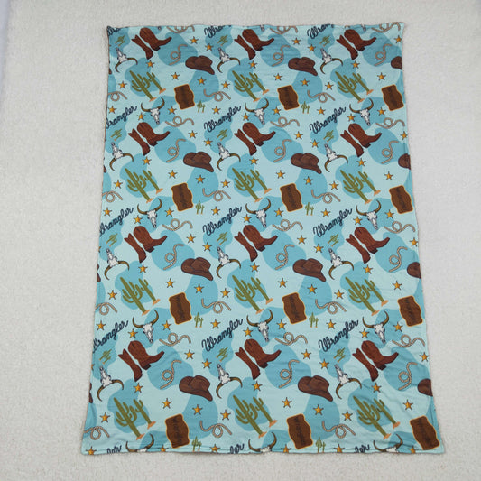 BL0175 Baby Toddler Children Western Boots Cactus Minky Blanket C10.15