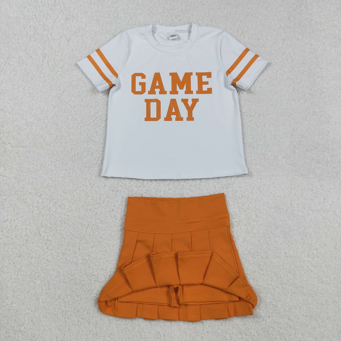 GT1116+GLK0109 Baby Girls Short Sleeves Game Day Shirts Top Orange Skorts Yoga Set C9.2