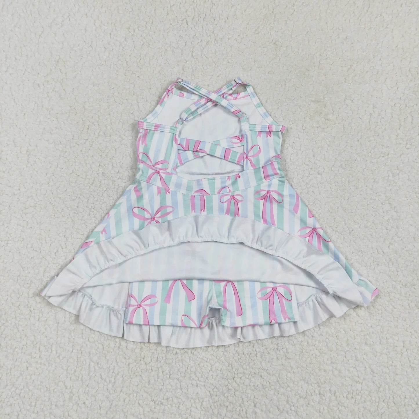 Sibling Baby Girls Strap Bows Floral Camo Print Yoga Activity Wear Ruffle Knee Length Dresses 4.26