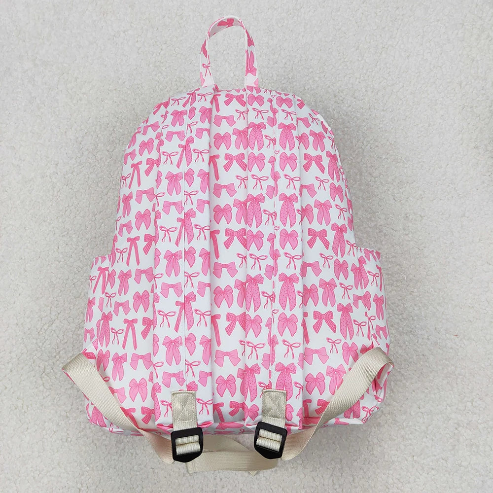 Two Colors Sibling Baby Girls Pink Blue Bows Backpacks Bags 8.7