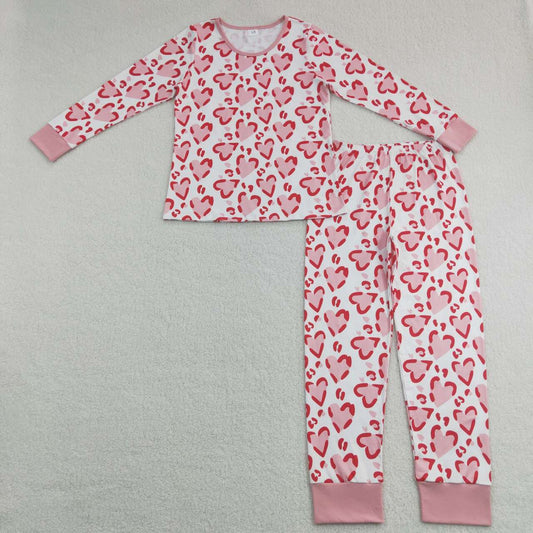 GLP1096 Adult Pink Heart White long sleeve pants suit