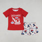 BT0652 4th of July Red short-sleeved top for boys