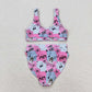 S0347 Adult Country Music Singer 1989 Floral plaid pink swimsuit set