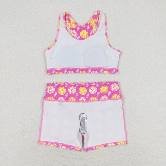 GT0520+ SS0217 Lightning rose red sleeveless top shorts yoga suit