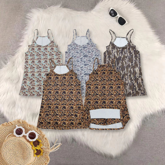 Sibling Adult Women Strap Western Camo Pockets Yoga Active Shorts Dresses C9.1