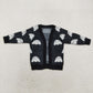 GT0649 Girls Halloween Ghost black long-sleeved cardigan sweater