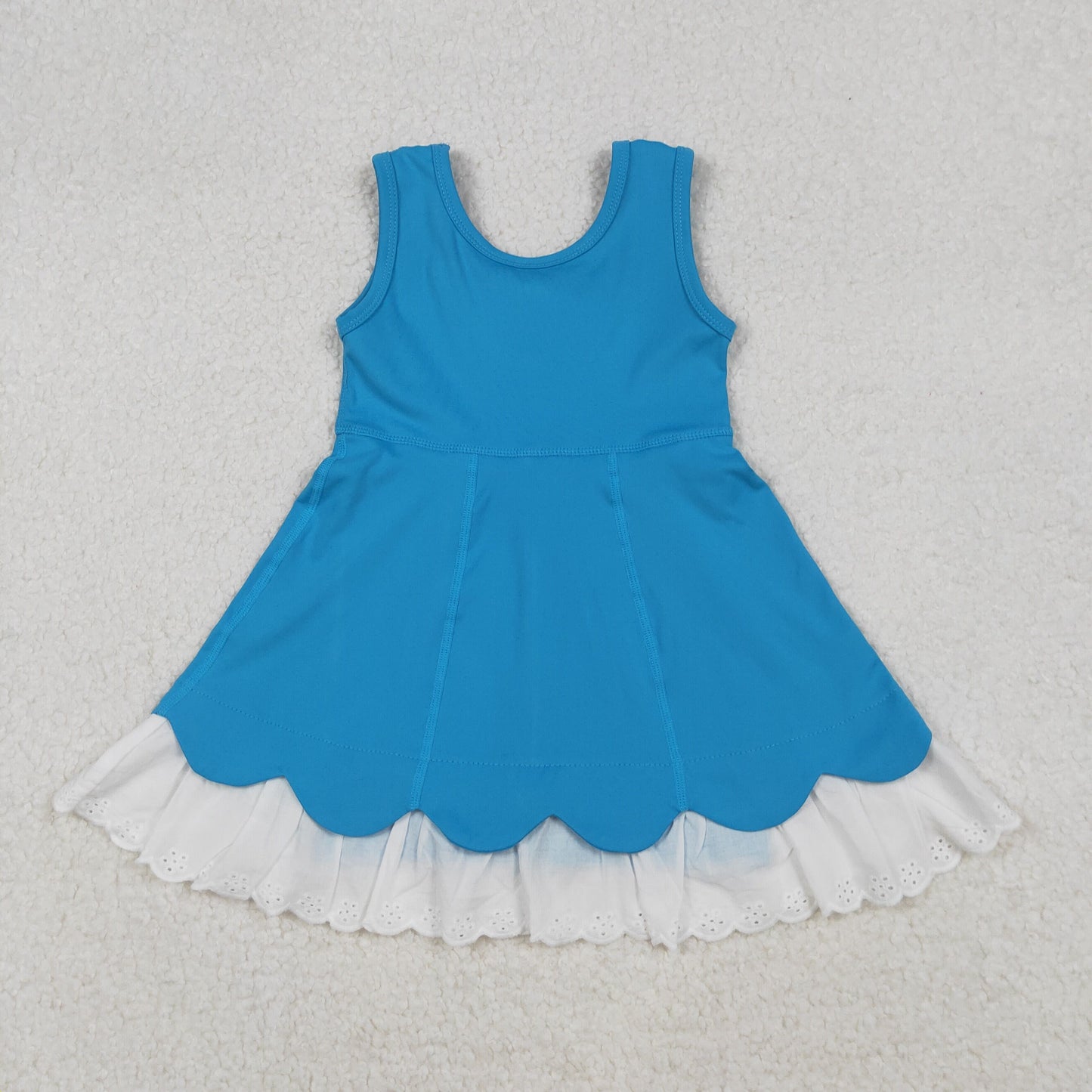 GSD2680 Baby Girls Blue Sleeveless Lace Ruffle Knee Length Dress C10.8