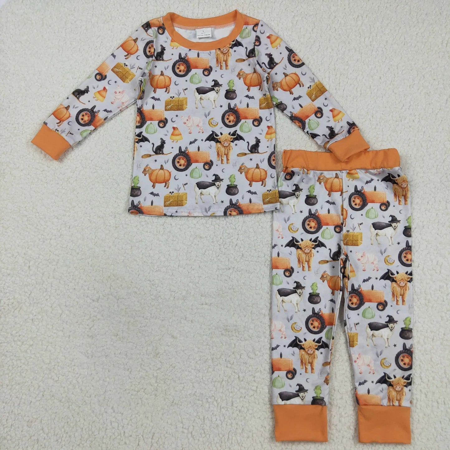 Sibling Baby Boys Pumpkins Bats Halloween Zipper Footie Rompers Pajamas Sets C9.15