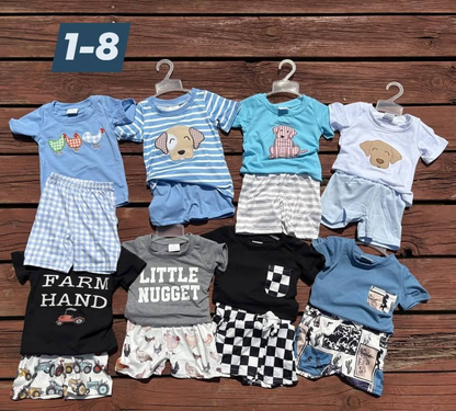 Sibling Baby Boys Brother Western Chicken Dogs Clothes Shorts Sets 7.21