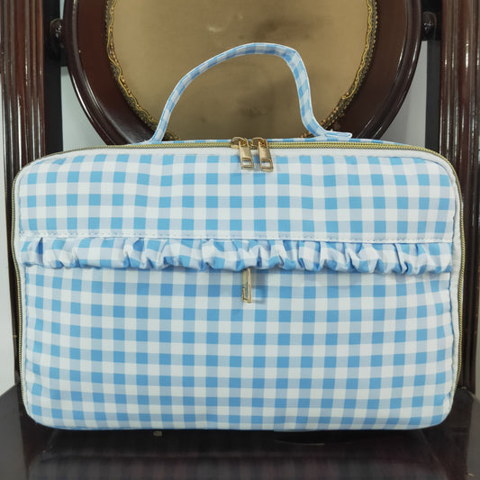 BA0089 Blue and white checkered lunch box bag