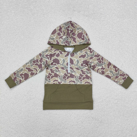 BT0913 Baby Boys Green Camo Green Hooded Pullovers Tops