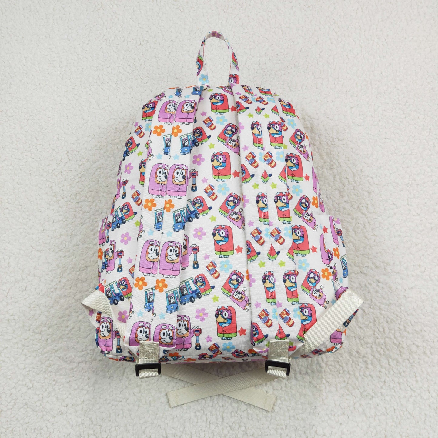 BA0186 Cartoon dog flower star beige backpack