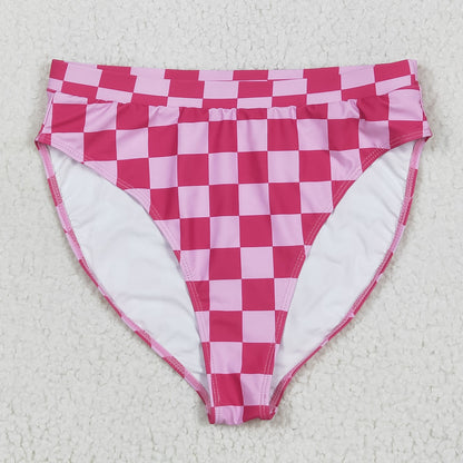S0561 Adult Women Pink Checkered Swim Bottom 6.13