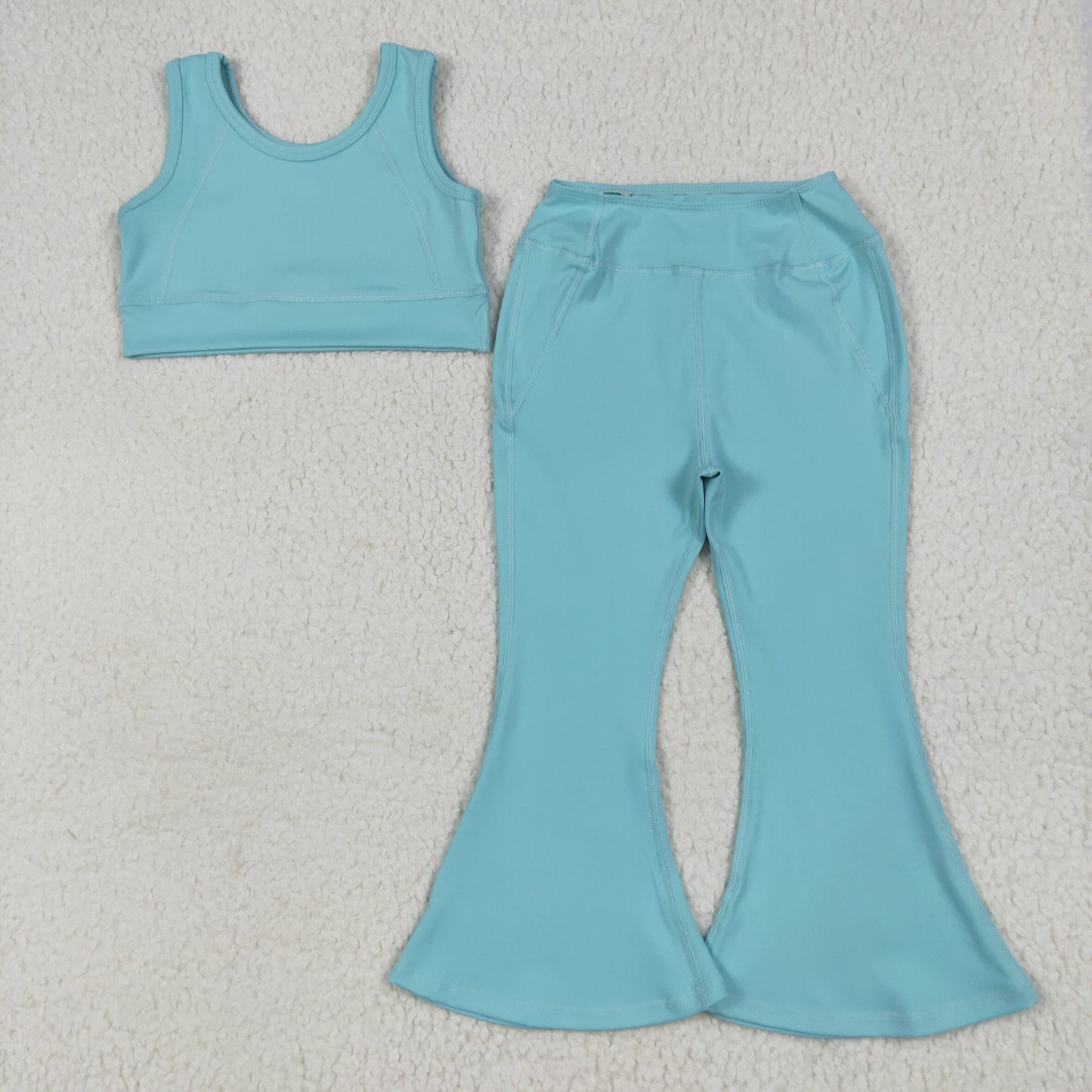 GSPO2004 Baby Girls Aqua Yoga Vest Bell Bottom Pants Active Wear Clothes Set 6.30