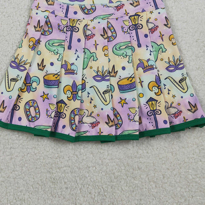 RTS GLK0163 Baby Girls Mardigras Anchors Crocodiles Yoga Active Skirt Shorts Bottom