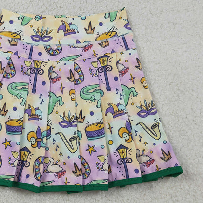 RTS GLK0163 Baby Girls Mardigras Anchors Crocodiles Yoga Active Skirt Shorts Bottom