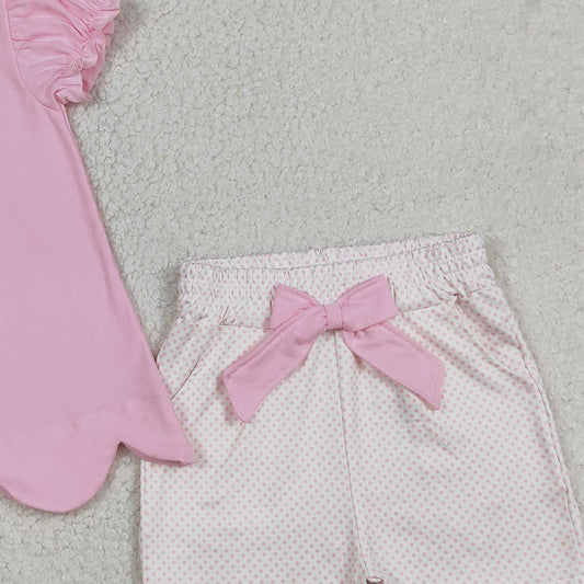 RTS GSSO2829 Baby Girls Summer Clothes Embroidery Rabbits Baby Girls Tunic Pockets Shorts Easter Clothes Sets