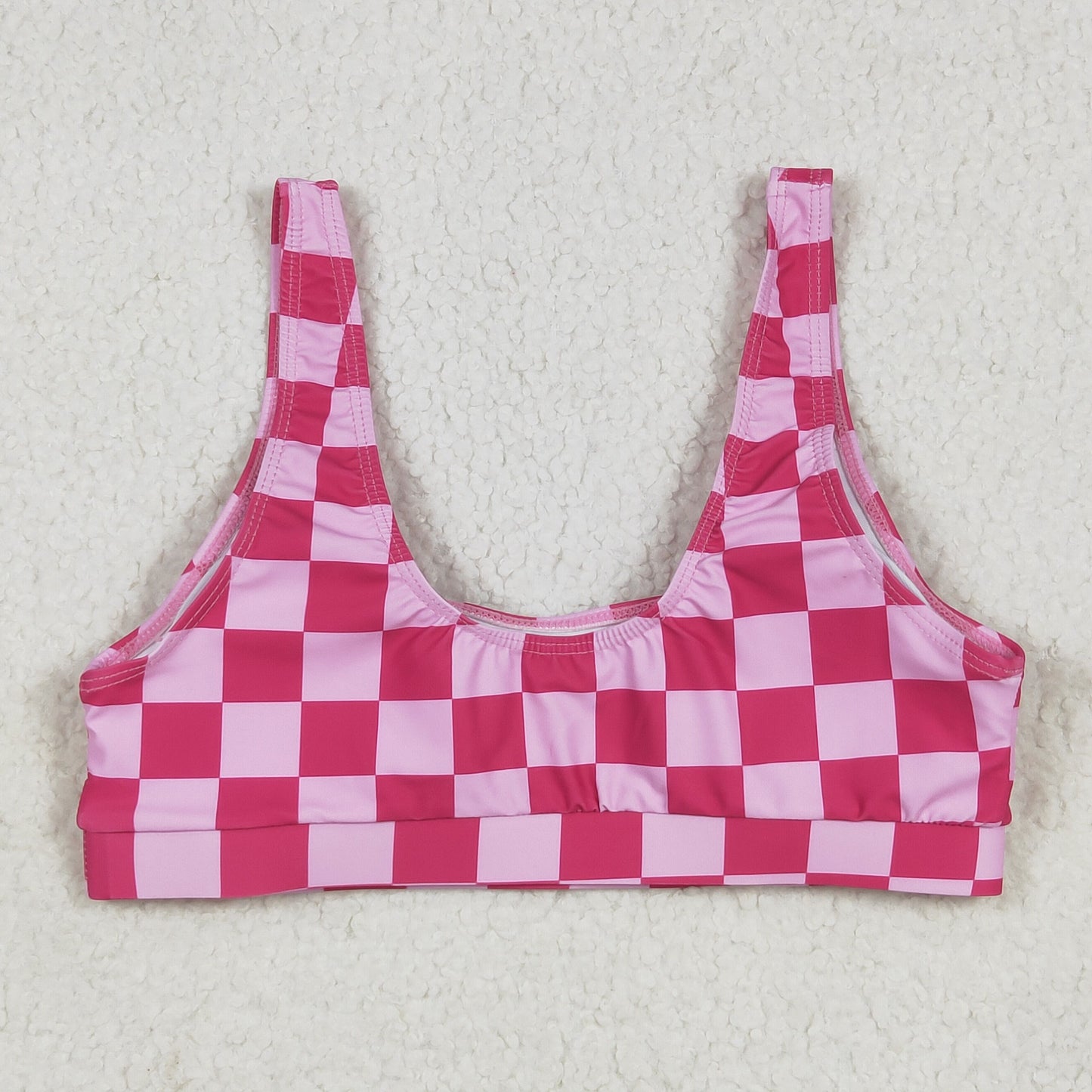 S0560 Adult Women Pink Checkered Bra Swim Top 6.13
