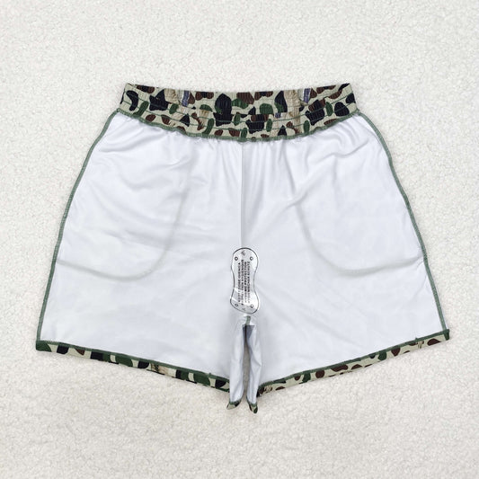 S0468 Adult Man Green Duck Camouflage Pockets Bottom Trunks Shorts Swimwear