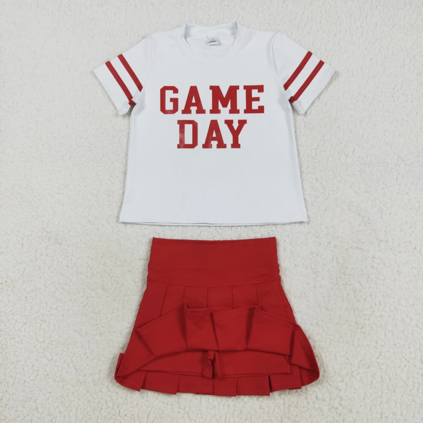 Sibling Baby Girls Game Day Tee Shirts Tops Pleated Skirts Short Yoga Active Team Clothes Sets C9.2