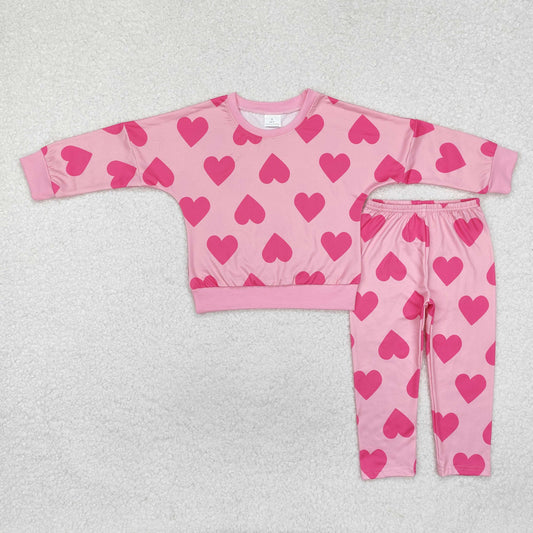 GLP2230 Baby Girls Pink Valentines Hearts Top Legging Clothes Set