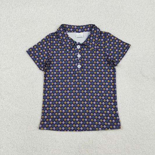 BT1356 Baby Boys Purple Green Yellow Anchors Mardigras Button Polo Shirts Top C10.31