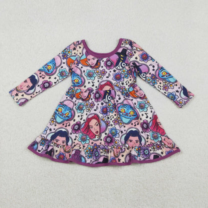 Mama and Me Girls Cartoon Demon Hunter Pant Pajamas Sets Ruffle Knee Length Dress Zip Rompers C11.26