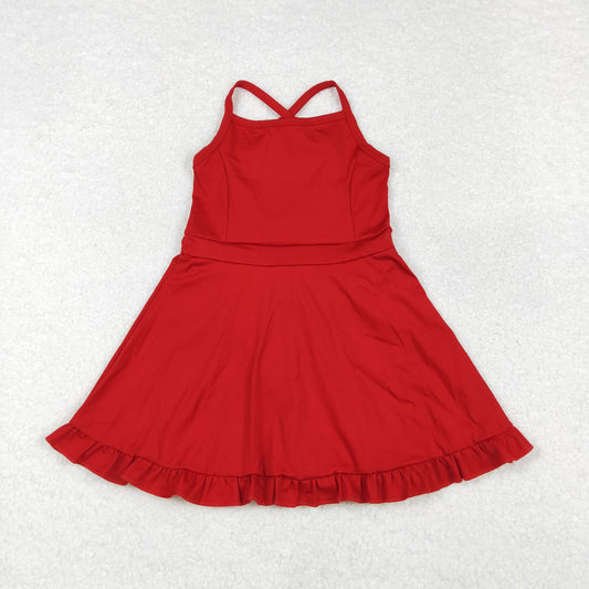 S0453 Baby Girls Red Athletic Active Wear Knee Length Dress