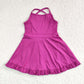 S0441 Solid color purple tracksuit swimsuit dress