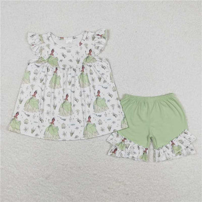 RTS Baby Girls Princess Sibling Sister Tunic Ruffle Shorts Clothes Sets