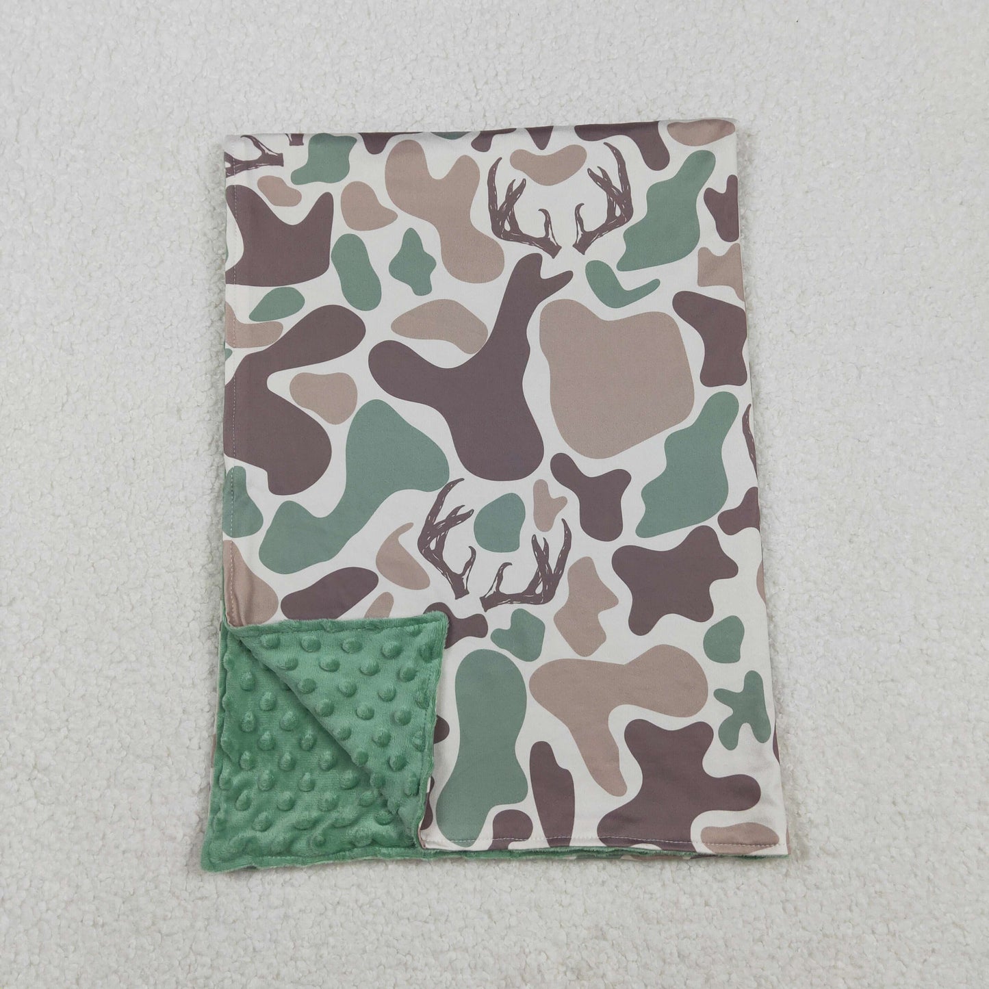 BL0226 Baby Kids Green Khaki Deer Camo Western Blanket C11.14
