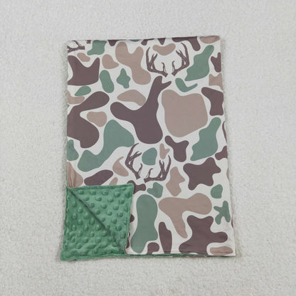 BL0226 Baby Kids Green Khaki Deer Camo Western Blanket C11.14