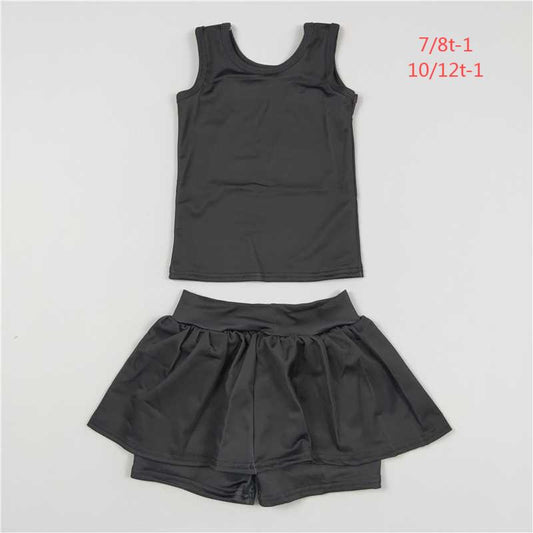 Black sleeveless top and culottes suit G3-20-6,./;