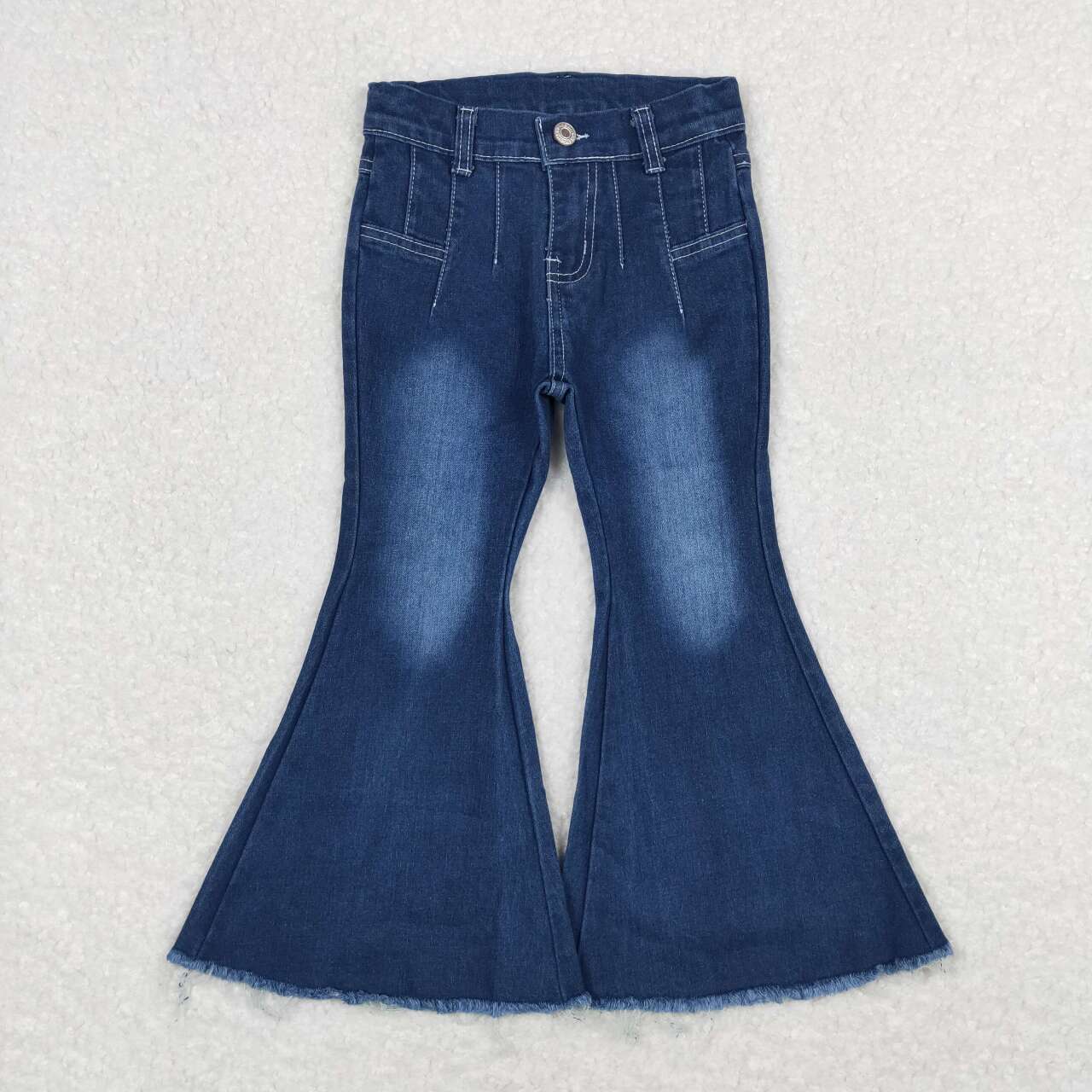 P0457 Bleached blue micro-cut denim pants with raw hem