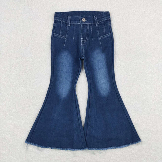 P0457 Bleached blue micro-cut denim pants with raw hem