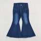 P0457 Bleached blue micro-cut denim pants with raw hem