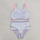 S0332 Pink purple floral lace bathing suit
